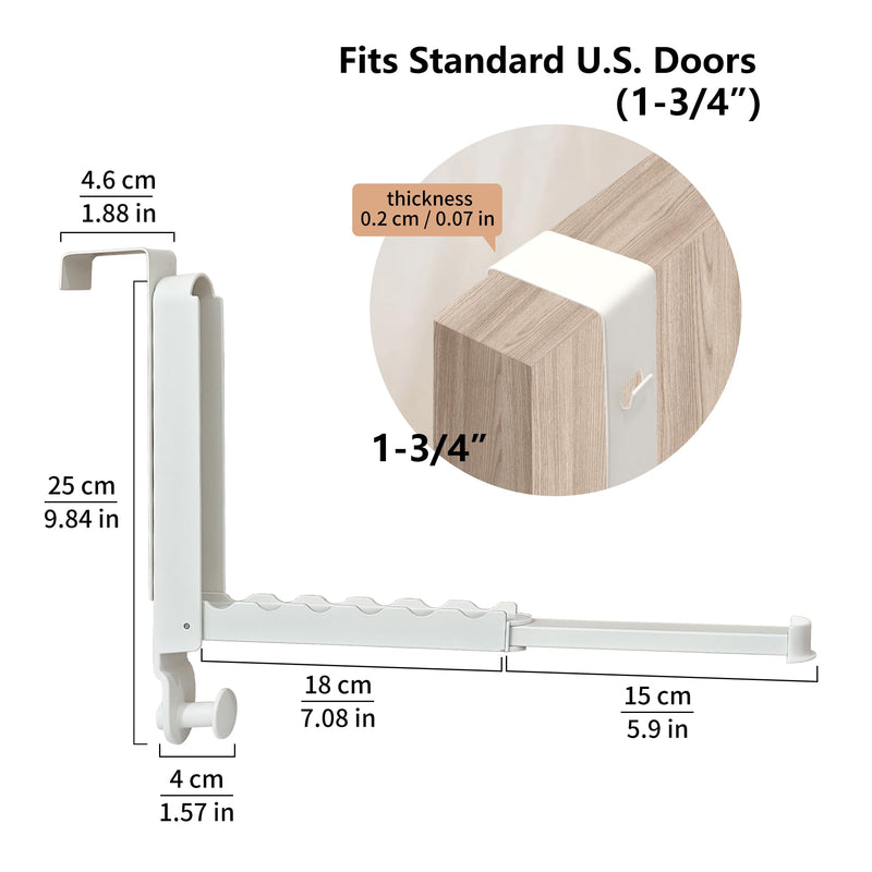Over The Door Hooks Hanger Fit Door up to 1 3/4" Optimal 1pc,Over The Door Hanger with Retractable Rod,Foldable Over The Door Drying Rack for Laundry Bathroom Bedroom (Milky White, 1 Pack) Fit 1 3/4" Door Milky White