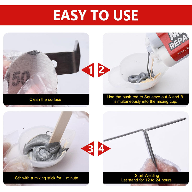 Metal Glue 100ml, High Strength Metal Epoxy Glue for Welding Stainless Steel, Galvanized Steel, Aluminum Alloy, Copper, Glass, Ceramic and DIY Craft, Sturdy, Heat-Resistant Liquid Metal Glue