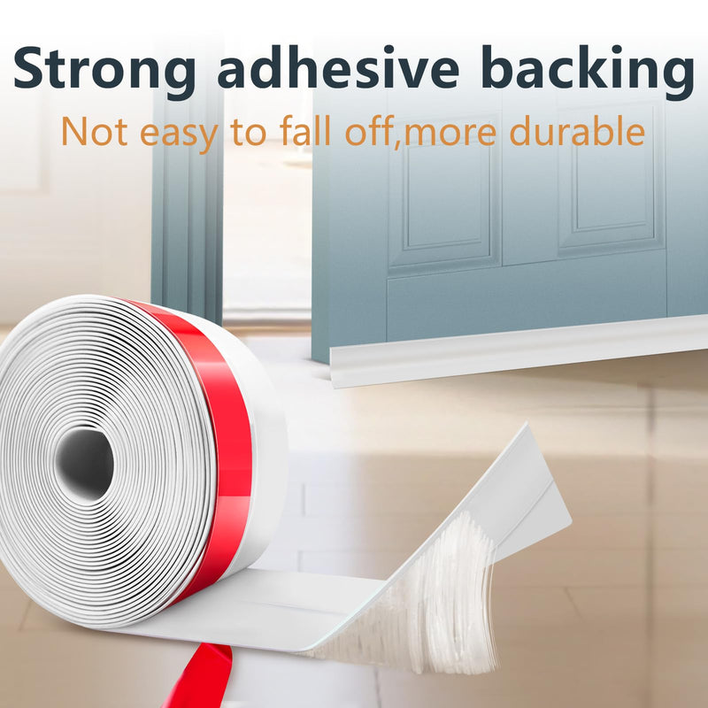 Wide Silicone Weather Stripping Door Seal, Strong Adhesive Door Draft Stopper, Door Sweep Draft Stopper for Doors Gap&Under Bottom Garage Door, Glass Shower Door, Sliding Door, 2" x 20 ft, Black 2In Width,20Ft Length