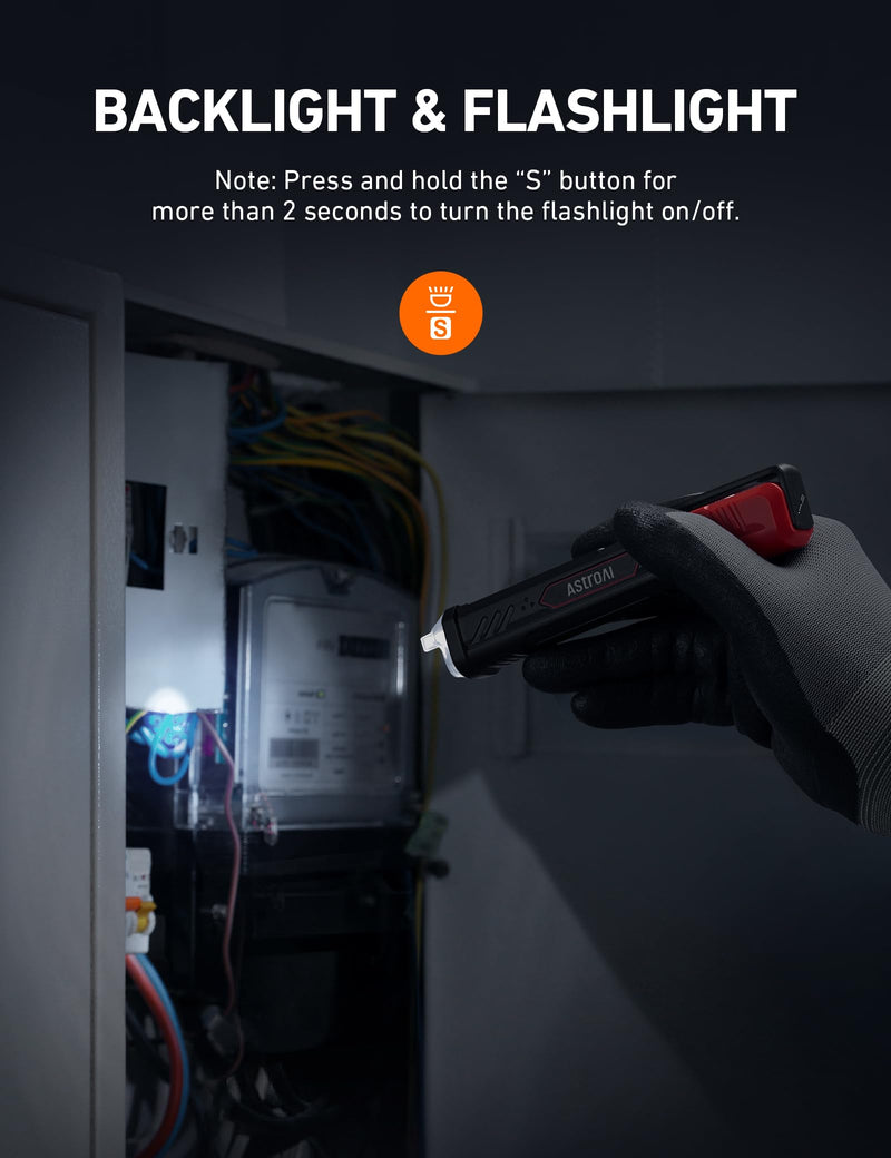 AstroAI VTS1000H Voltage Tester with Screwdriver, Non-Contact Electrical Tester, Dual Range AC 12V/70V-1000V, Live Wire Tester, Wire Breakpoint Finder, Audible Alarm, LCD Percentage Display
