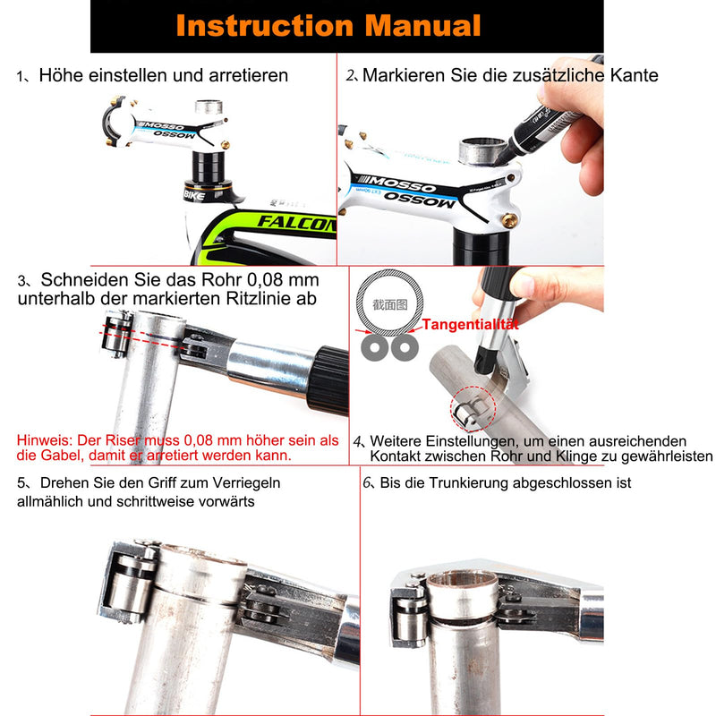 Bicycle Front Fork Tubing Cutter, Handlebar/Seatpost/Fork Pipe Cutter, Mountain Bike Metal Tubes Cutter for (6mm-42mm) 1/4"~1-5/8" Aluminium/Titanium/Stainless Steel Tube, with 5 Cutting Wheels