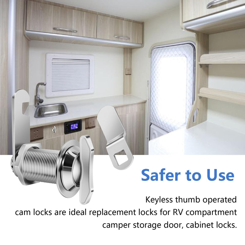 Thumb Operated Offset Cam Lock, 1-1/8” Cylinder Fits on 7/8” Max Door Thickness, Non-Locking Replacement Lock for RV Compartment Camper Storage, Cabinets,Drawers (1-1/8 Inch 3Pack) 1-1/8 Inch 3Pack