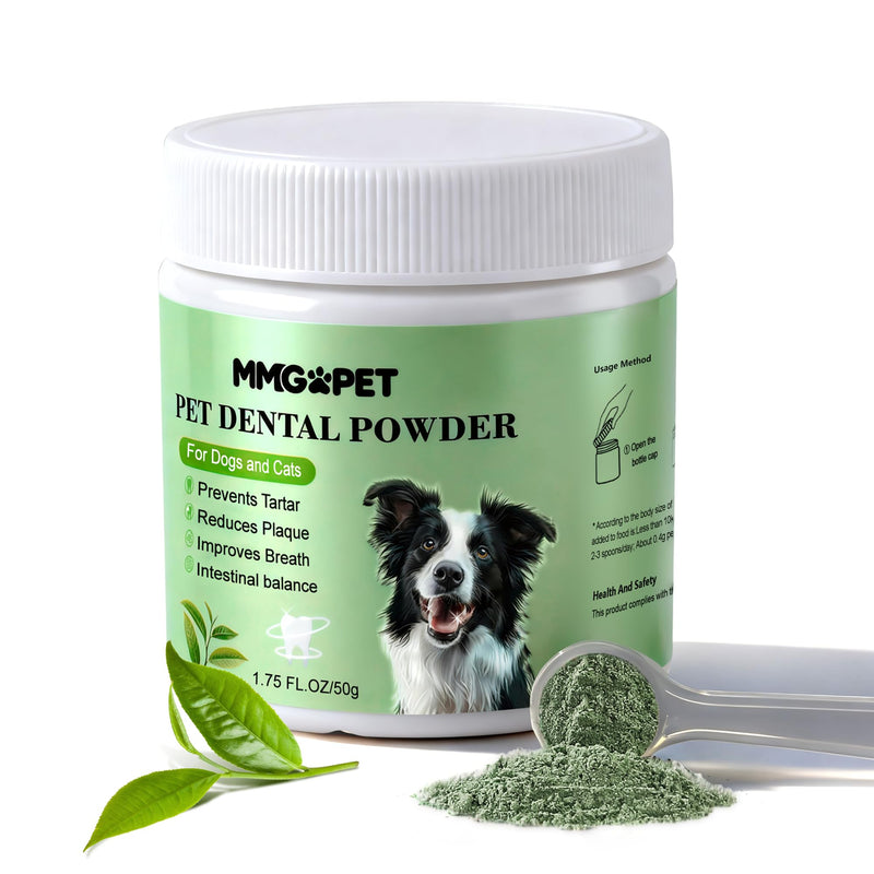 Dog Dental Powder for Plaque and Tartar Support - No Brushing Teeth Cleaning Powder with Probiotics & Natural Kelp | Fresh Breath Dog Oral Care for All Breeds | 1.76oz (50g) 1.76 oz