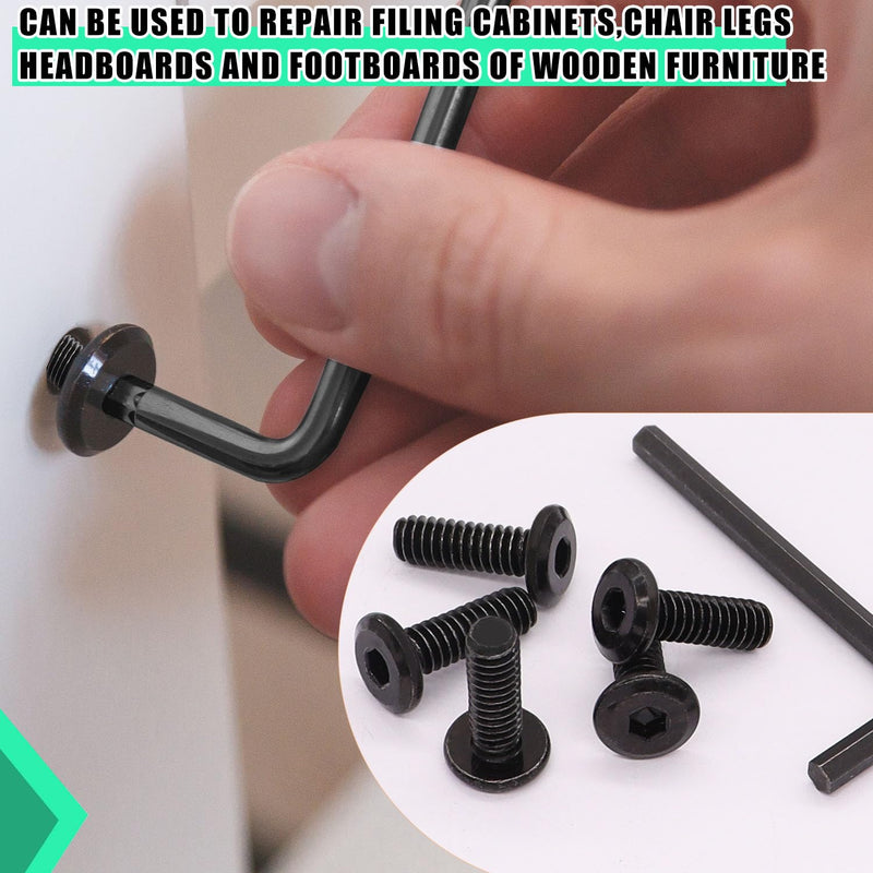 Twidec/30 Sets 1/4-20x15mm Threaded Inserts for Wood Furniture Screw Nut Kit Bolt Fastener Connector with 1/4-20x20mm Screw-in Nuts and Hex Wrench N-083-30set