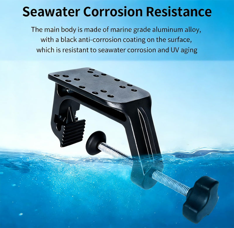 Strg C-Clamp Mount with 1.5" C Size Ball Round Base, Aluminum Support Clamp Boat Mount Universal C Claw Holder Compatible with 1.5" C Size Ball Double Socket arm for Phone GoPro GPS Mounting and More C Clamp + Round Mount