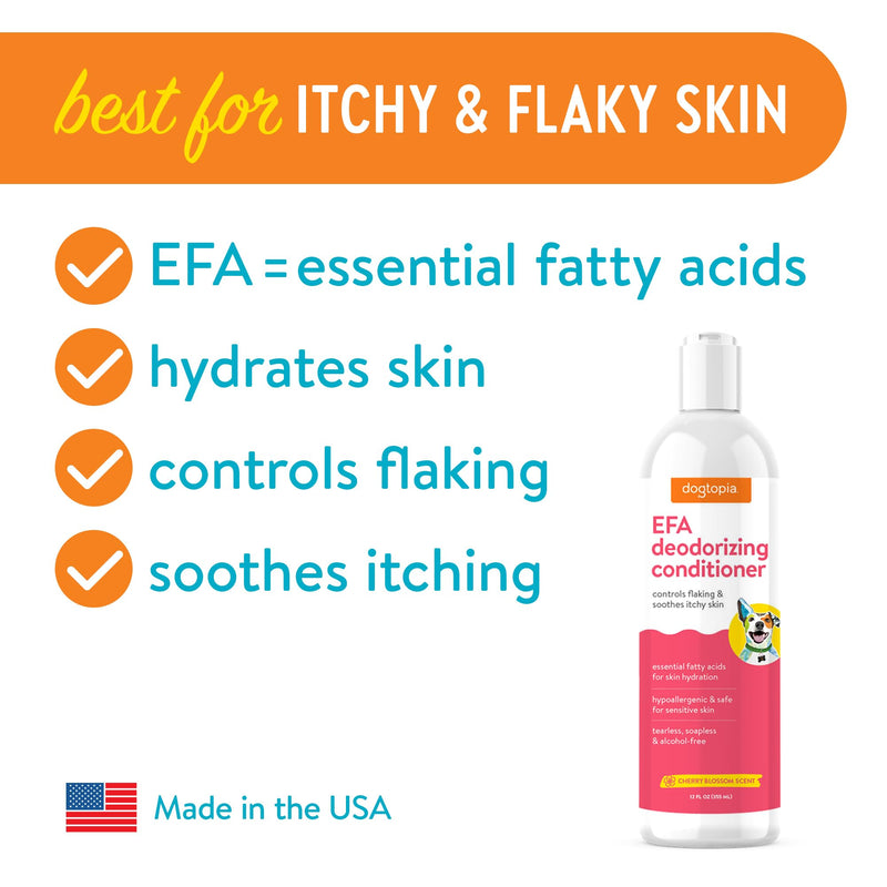 Essential Fatty Acid (EFA) Deodorizing Conditioner for Dogs and Pets (12oz) – Cherry Blossom Scent | Soothing Conditioner Rich With Moisturizing Emollients | Tearless, Soapless & Alcohol-Free - PawsPlanet Australia