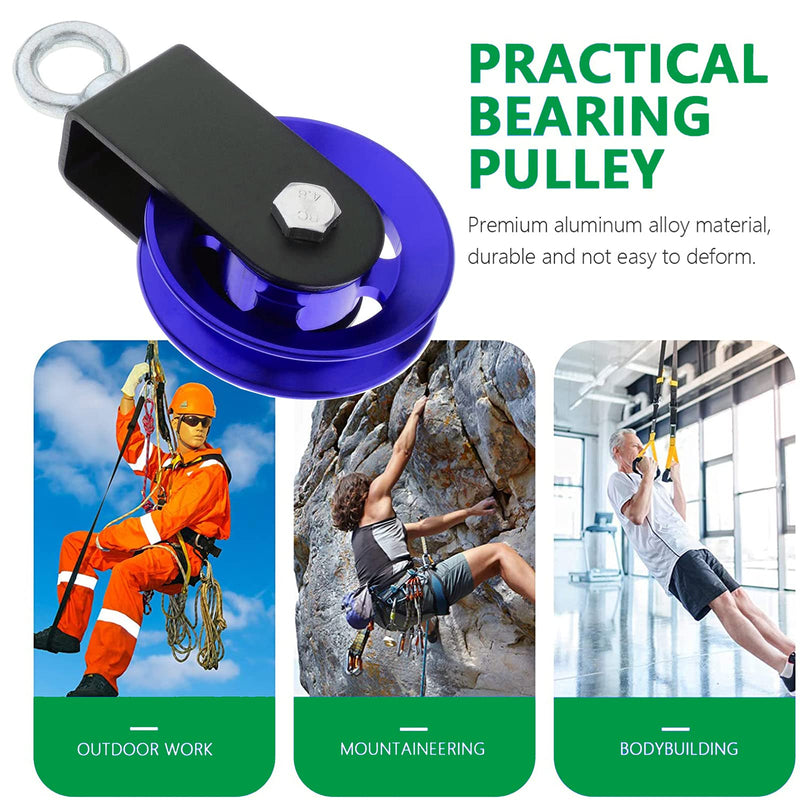 Heavy Duty Lightweight Aluminum Cable Pulleys with Hanging Strap Kit,Snatch Block Pulley Wheel for Home Gyms LAT Pulley System DIY Attachment Home Accessories(Blue) Blue 1 Pack