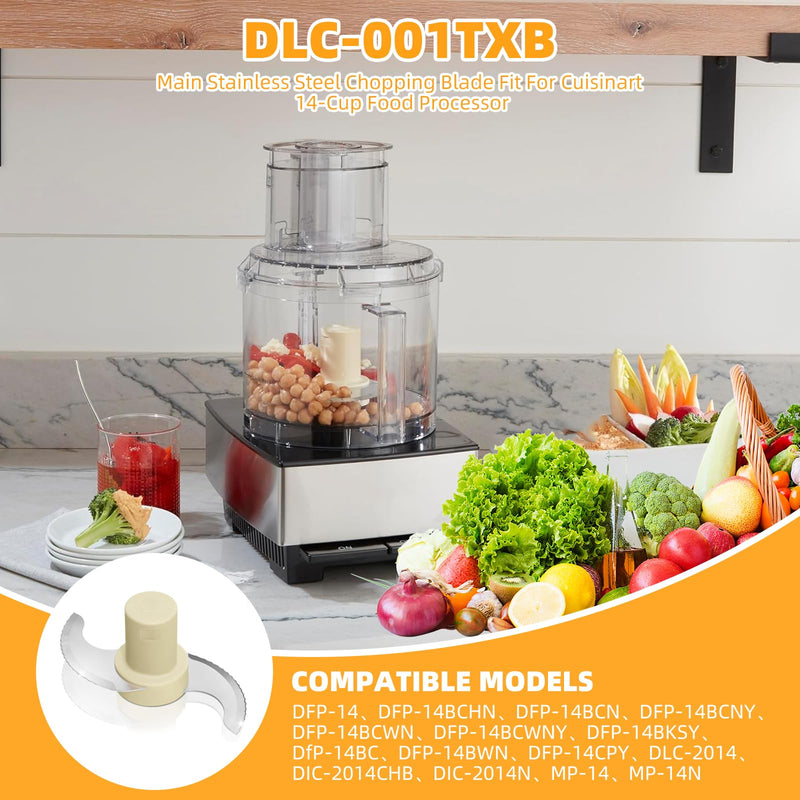 Replace for Cuisinart DLC-001TXA, DLC-7, CSR Steel Blade,Compatible with Cuisinart 14 Cup DFP-14BCNY DFP-14BCNR DFP-14N etc food processor,DLC-001TXB Main Stainless Steel Chopping Blade
