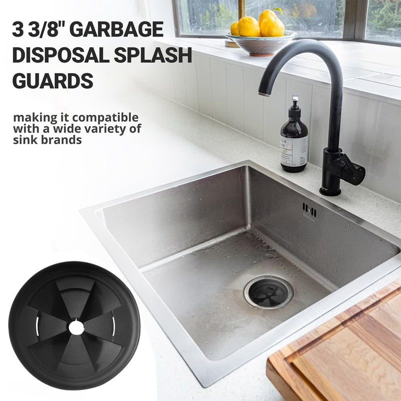 AR-PRO (2-Pack) Garbage Disposal Rubber Drain Insert - 3 3/8" Garbage Disposal Splash Guards Sink Baffle - Removable Sink Baffles Qcb-Am Compatible With Insinkerator Garbage Disposal Parts Black Sink Baffle 3 3/8"