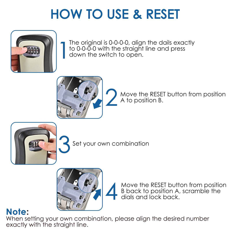 GIVERARE 2 PACK Key Lock Box, Wall Mount 4 Digits Combination Lockbox, Waterproof Outdoor Key Hider, Resettable Safe Security Password Box with Mounting Kit & Dust-proof Cover-Grey