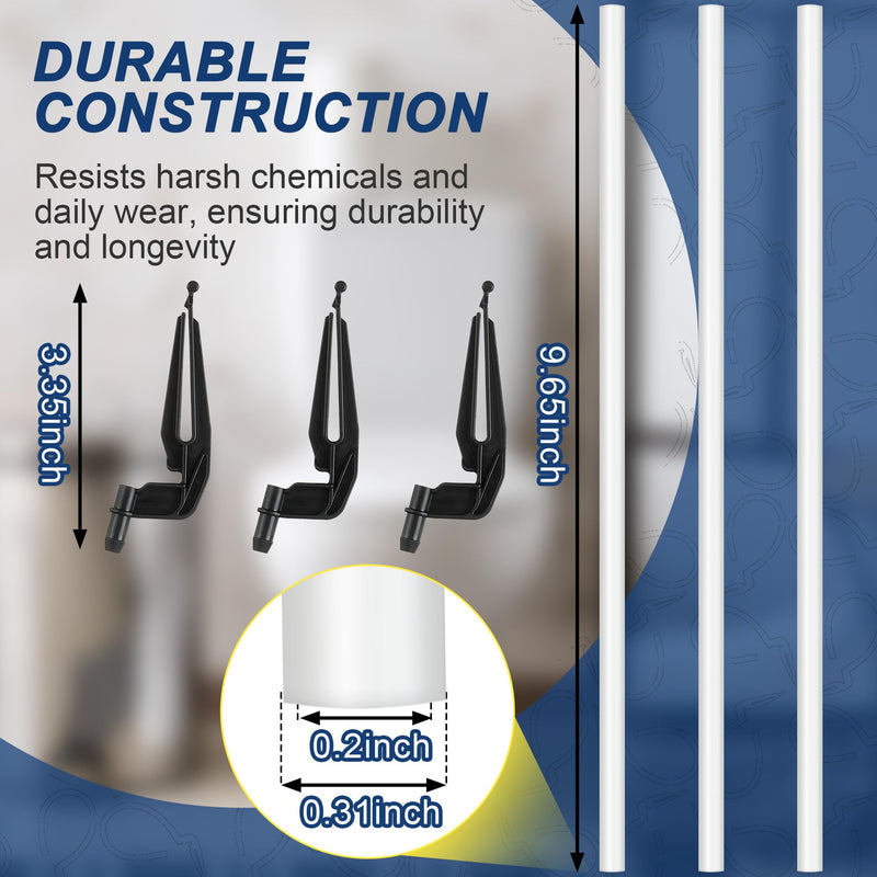 Saillong 3 Pack Toilet Refill Tube and Clip Replacement, Toilet Repair Kit Inside Tank Compatible with 100, 200, 200A, 400A and Most Other Valves, 9.65” Length, Rubber and Plastic