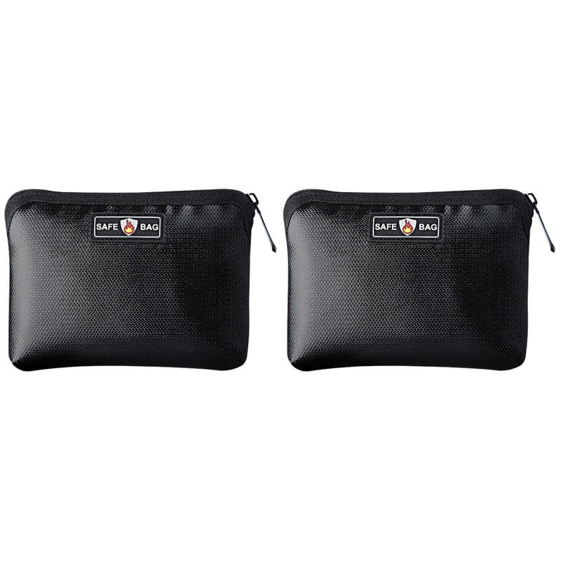 DOITOOL Fireproof Lithium Battery Bag with Zipper Fireproof Money Pouch for Cash Passport and Keys Safe Bag Set of 2 for Home and Travel