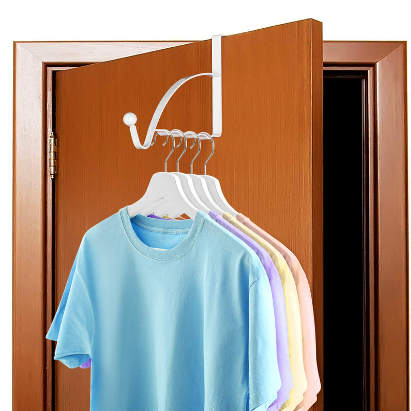4 Pieces Over The Door Hooks Hanger Multi Hanging Storage Organizers Valet Hooks for Coats Clothes Hoodies Hats Scarves Purses Keys Bath Towels Robes and More(White) White