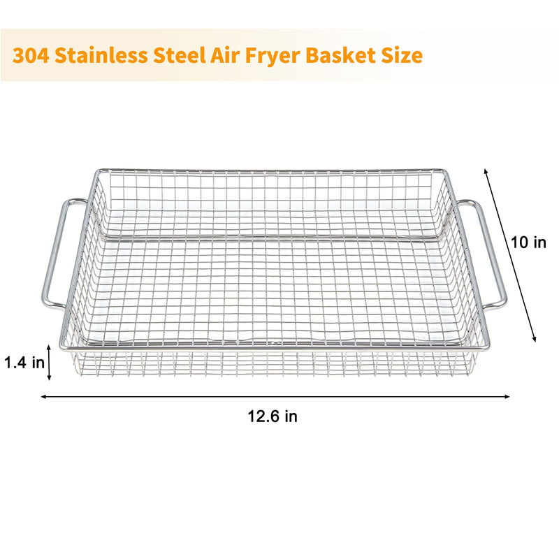 Allstare B-AFO-002G-1 Crisper Tray Replacement Parts for PowerXL Air Fryer Toaster Oven 304 Stainless Steel Air Fryer Basket B-AFO-002 PowerXL Air Fryer Grill Oven Accessories Mesh Basket Baking Pan