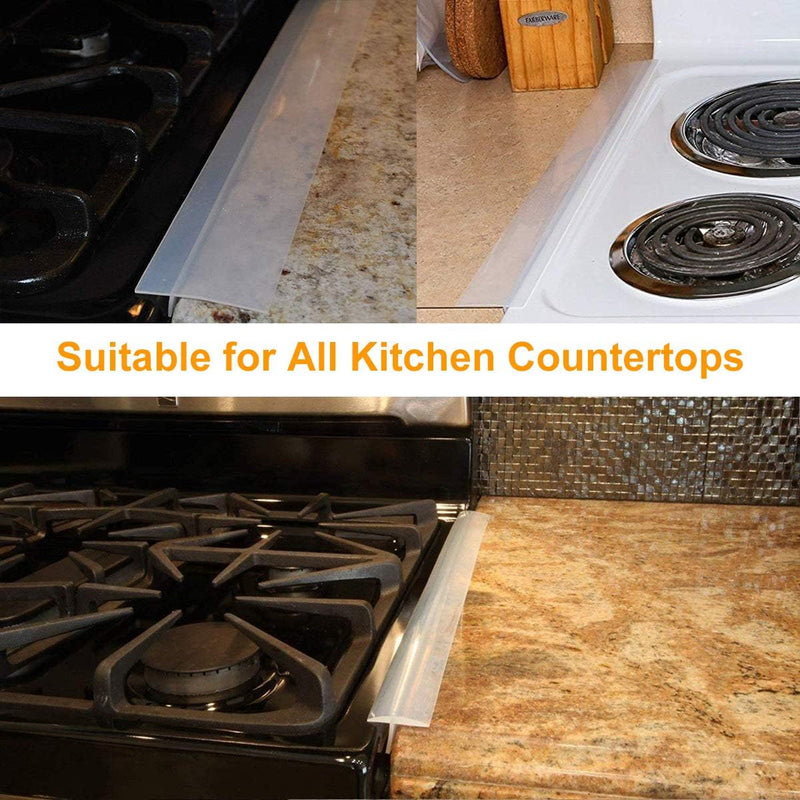 Silicone Gap Covers, (2 Pack) Silicone Stove Gap filler Stopper Kitchen Stove Gap Covers - Flexible Silicone Stove Counter Gap Cover, Food Grade (21 Inches, Semi Clear) 21inches Semi-clear