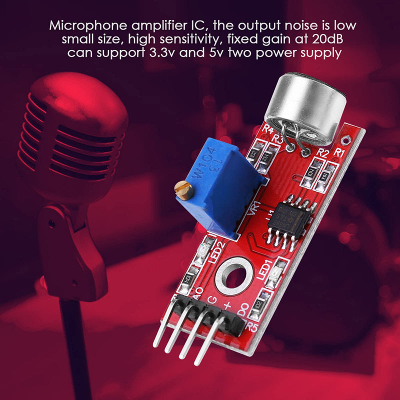 Eujgoov DC 3.3V/3.5V Microphone Amplifier Sound Sensor Sound MIC Voice Module 20dB Fixed Gain