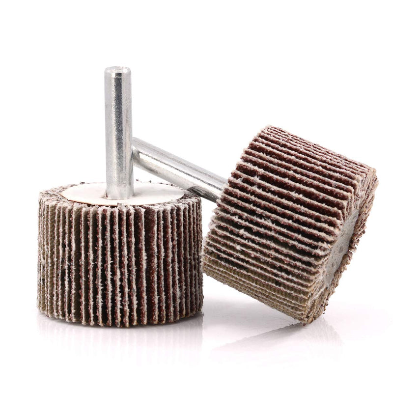 Koopi 10 Pack 1-3/8" x 1" x 1/4" Shank Mounted Flap Wheels, 60 Grit Aluminum Oxide Sanding Flap Wheels for Drill - Abrasive Grinding Tool