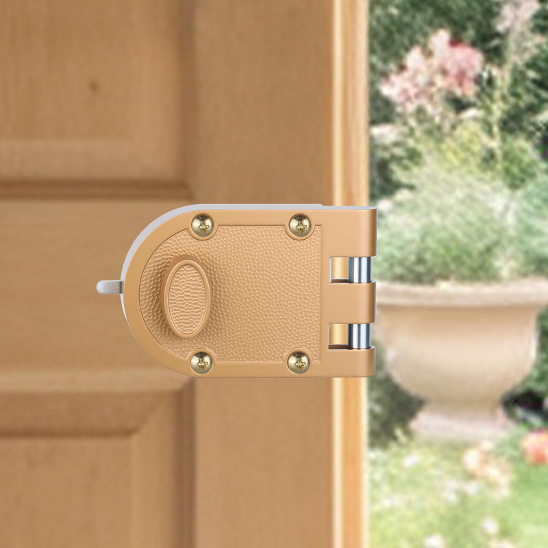 Heavy Duty Safety Double Cylinder Locking,Jimmy-Resistant Design Prohibits Forced Entry by Spreading of Door Frames,Gold