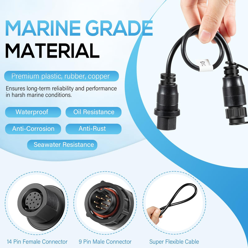 Replacement for Minn Kota 1852079 DSC Adapter Cable MKR-DSC-16 for Lowrance 9-Pin Fish Finders IP68 Waterproof