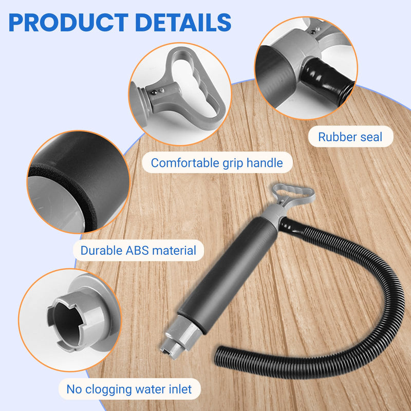 Manual Bilge Pump with Hose - Handheld Water Pump for Kayaks, Canoes & Boats, Emergency Dewatering Tool, 1 Pc