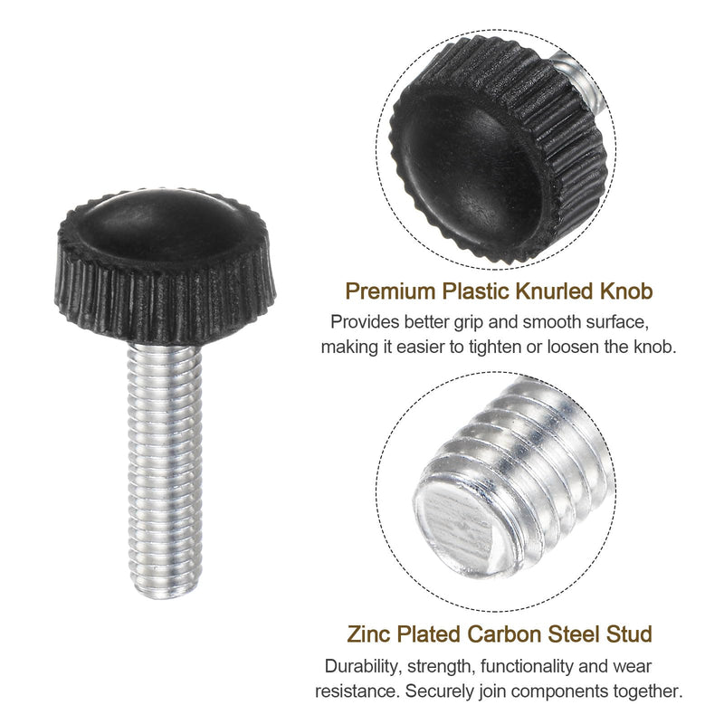 uxcell 20pcs M5 x 20mm Metric Male Thread Knurled Knobs, Thumb Screw Clamping Knobs Grip Plastic Handle Hand Knobs with Threaded Stud, Black