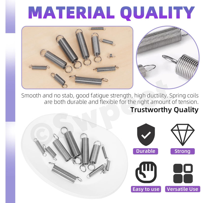 Swpeet 60Pcs 13 Different Sizes Stainless Steel Extension Spring with a Dual Hook Assortment Kit, Mechanical Extension Springs Small Spring for Home Repairs 60