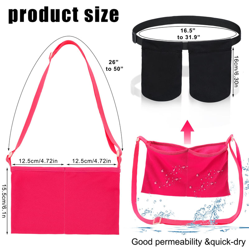Tondiamo Mastectomy Drain Holder Adjustable Drain Pouch with Shower Bag Mastectomy Breast Shirts with Drain Two Pockets Mastectomy Tummy Tuck Recovery Supplies(Black, Red, Two Pockets) Black, Red