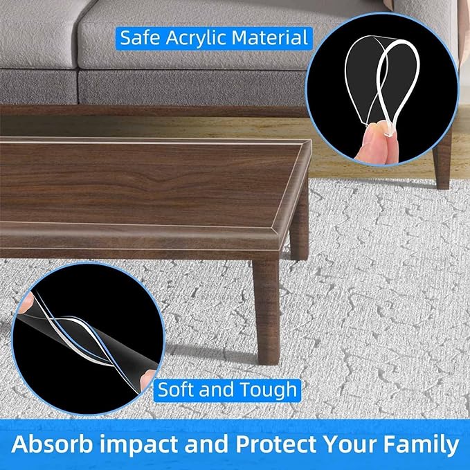COUMENO Transparent Corner Protection, Furniture Corner Protection Tape, Home Nursery School, Kindergarten Classroom Safety Measures, Length 1.2 ft (3 m), Width 1.2 inches (30 mm), Thickness 0.1 inch (2 mm) - NewNest Australia