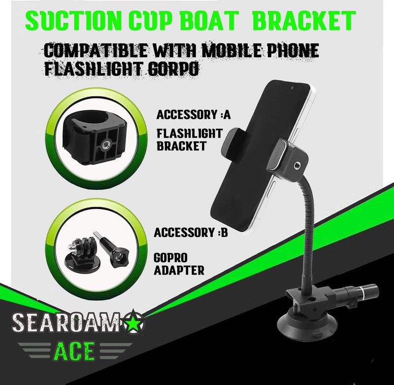 3.5 Inch Suction Cup Boat Mount | Marine-Grade Holder for Smartphone, Action Camera & Flashlight Holders, 360 Rotatable Ball Head, for Boats, Yachts