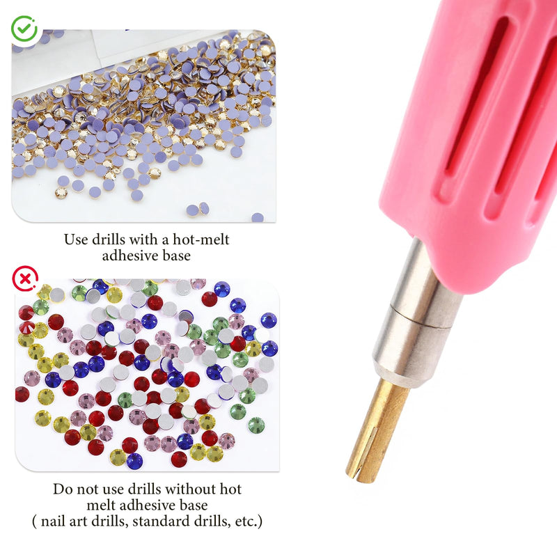 Hotfix Applicator,DIY Hot Fix Rhinestone Setter Applicator Wand Tool Kit Set with 7 Different Sizes Tips,Support Stand (Pink) pink