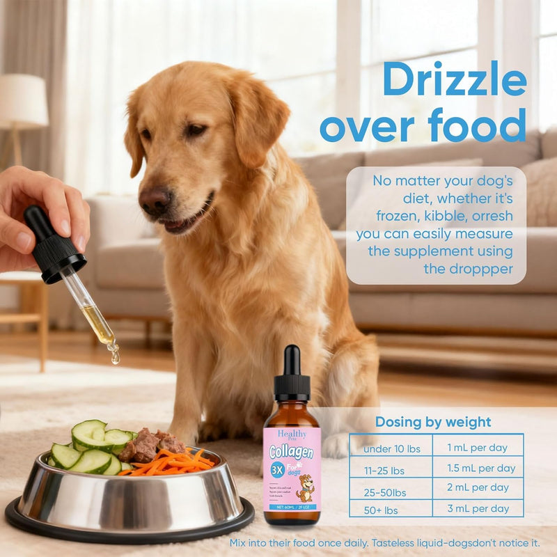 Healthy Petz Collagen for Dogs, Supports Joint Relief & Healthy Skin Coat, Gut Health, Premium Liquid Collagen Supplement, 2 fl.oz