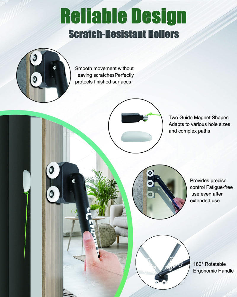 Strong Magnetic Cable Magnetic Wire Puller, Equipped with NdFeB Strong Magnetic Magnet, Portable Magnet Puller Tool, Doubles as Stud Finder, Easy Cable Pulling in Walls & Tight Spaces