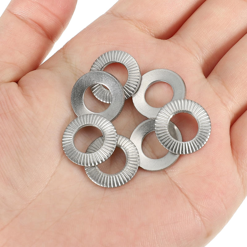 PATIKIL 304 Stainless Steel Flat Washers, 100 Pack M8x16mm Belleville Spring Disc Washer Conical Knurled Metric Gasket for Automotive Industrial Construction