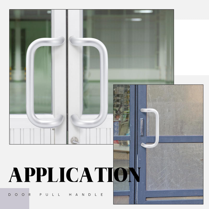 Offset Door Pull Commercial Door Handle 10" Center to Center Aluminum 90 Degree 1" Diameter Through Bolt Mounting for 1-3/4" Gate, Clear Anodized Finish