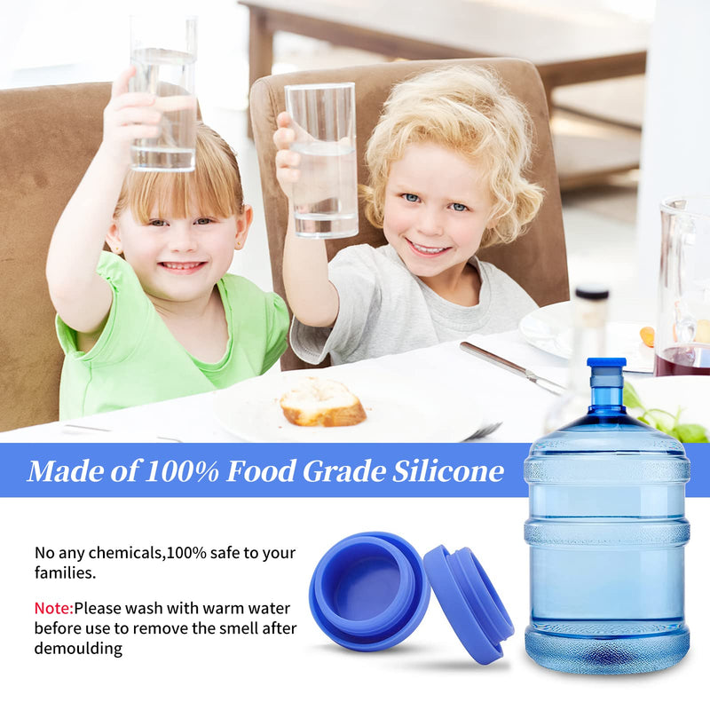 5 Gallon Water Bottle Caps Pack of 6, Silicone Replacement Caps for 5 Gallon Water Jug Reusable, No Spill 5 Gallon Water Jug Lids Leak Proof Fit 55mm Bottles