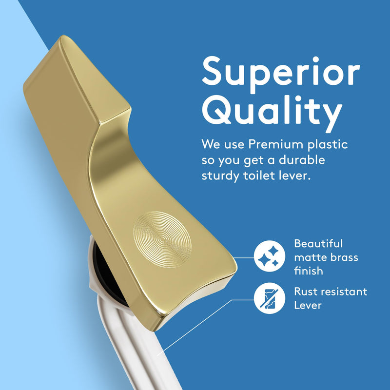 RAVINE Toilet Handle Replacement- American Standard Toilet Flush Handle with Elegant Design, Durable Toilet Flush Lever Front Mount - Easy to Install Toilet Bowl Handle Replacement (Matte Brass) Matte Brass
