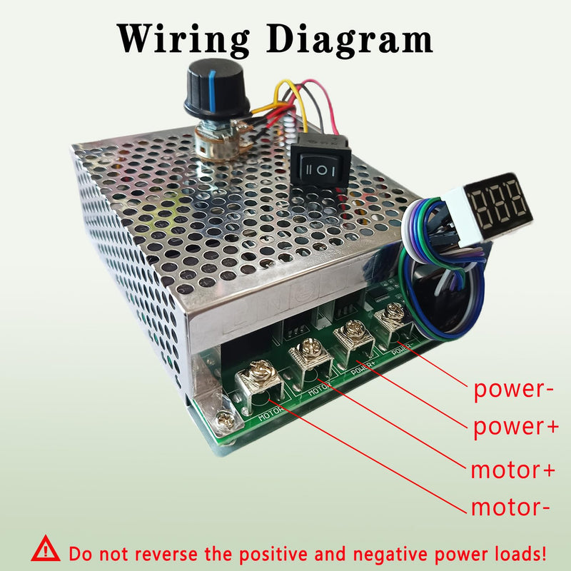 60A PWM DC Motor Speed Controller,12V/24V/36V/48V LED Display Stepless Speed Control with Forward-Brake-Reverse Switch & Adjustable Potentiometer for Brushed Motors (with Shell) 60A