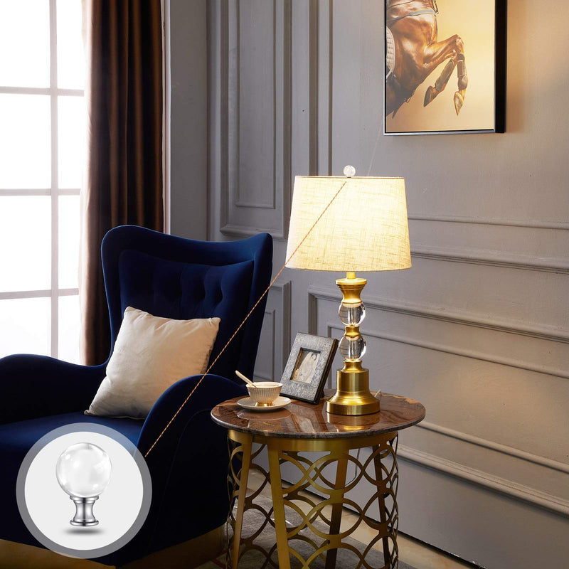 【2 Pack】PEESIN Lamp Finials, 1/4-27 Inch Threaded Base Glass Ball Lamp Finials Decorative, Finials for Lamps with Chrome Base, Lamp Shade Screw Cap for Table or Floor Lamps Clear Glass Finials