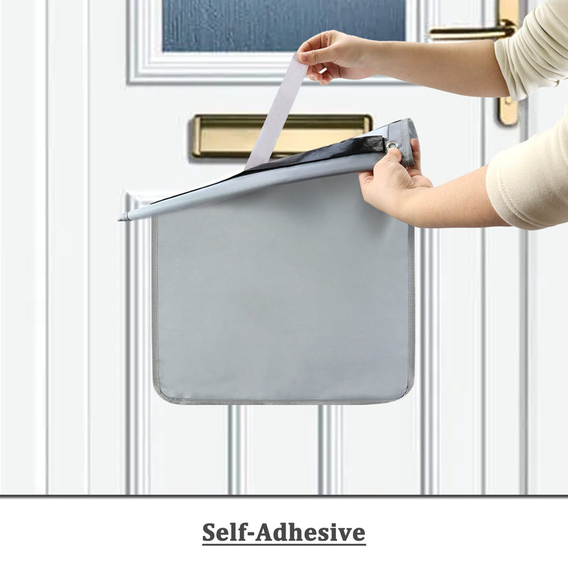 Mail Slot Catcher for Door Mail Slot, Grey Mail Catcher Bag, Indoor Mail Slot Cover Interior Draft Stopper, Large Size, Self-Adhesive, Large Capacity, Practical Garage Door Accessories Gray