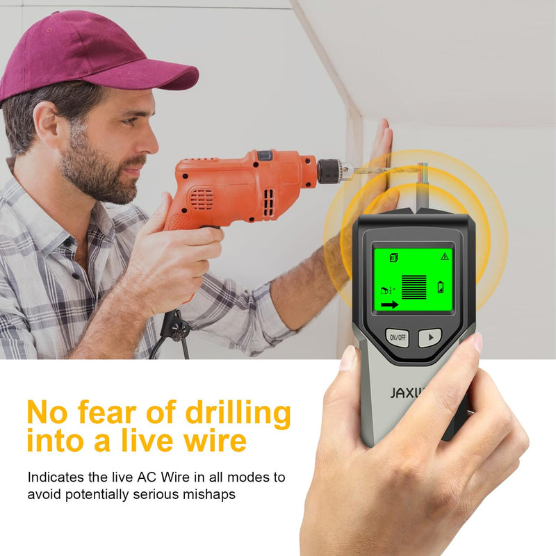 Stud Finder Wall Scanner - 5 in 1 Stud Finder Tool w/Smart Chip and HD LCD Display, Stud Detector Beam Finders for the Center and Edge of Wood AC Wire Metal Studs Joist Pipe (‎Silver Plate) ‎silver Plate
