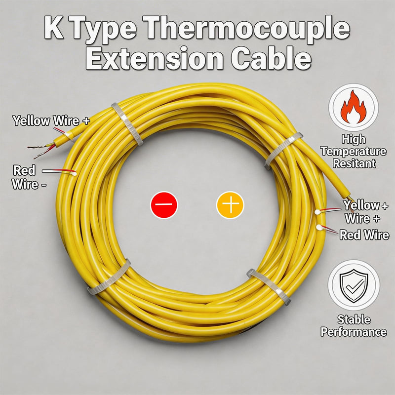 K Type Thermocouple Wire 10-Yard Yellow Flexible Silicone Thermocouple Wire | Temperature Range: -50°F to 2000°F