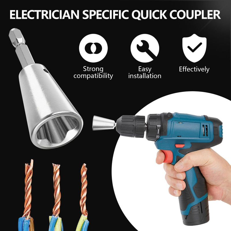 Wire Twister Tool for Drill, Drill Wire Twister Connector, Electrical Power Drill Fast Wire Twisting Tool, Nut Twister Wire Tool, Stainless Steel Shank Durable Cable Wire Twister Tool (2Pcs)