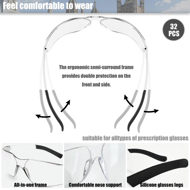 MIUSKATL Safety Glasses, ANSI Z87.1 Safety Resistant Scratch Men Women, Bulk Eye Protection for Work, Lab, Outdoors 52 Clear+grey