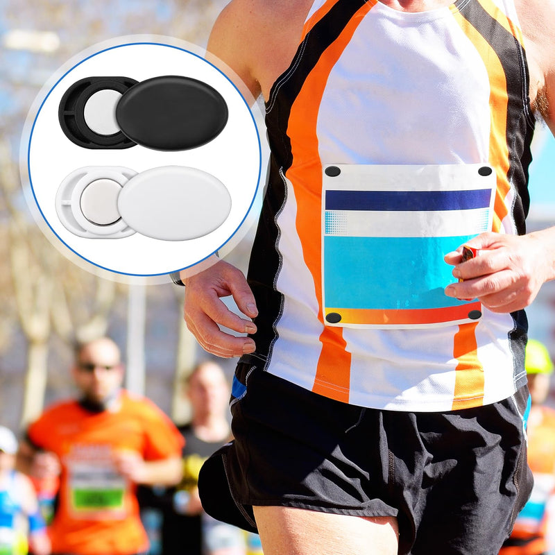 10 Pairs Race Bib Magnets, Plastic Magnetic Race Number Holders Race Bib Clips Running Bib Buckles Bib Fasteners Bib Pins Magnetic Marathon Bib Clips for Running Triathlon Cycling (Oval)