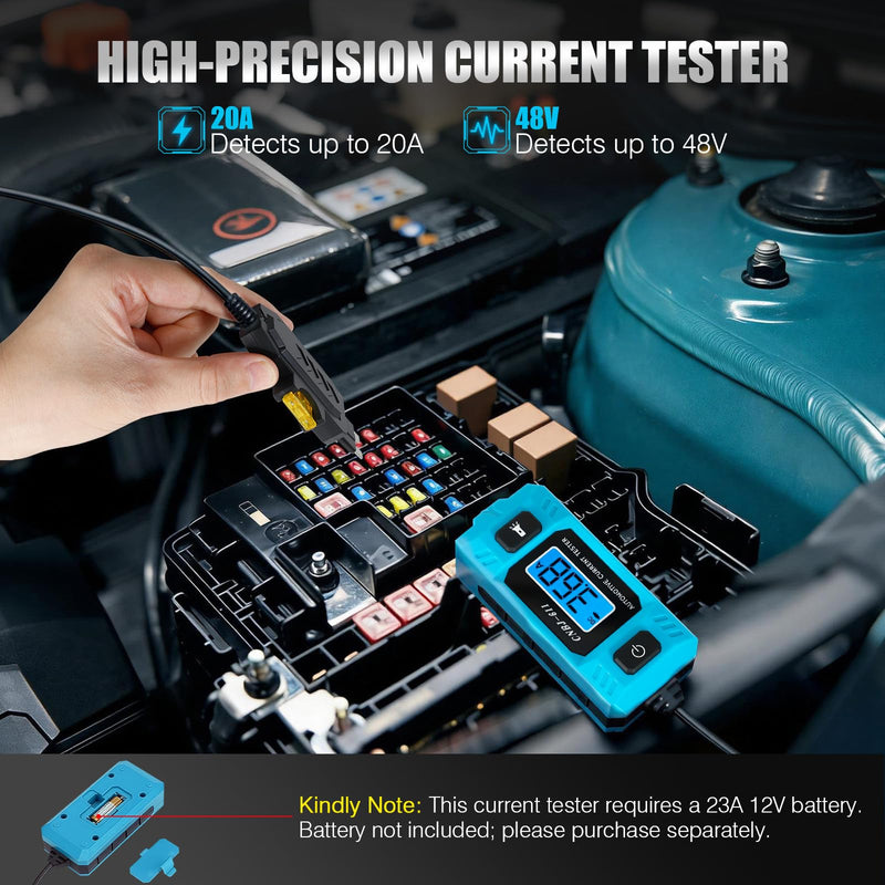 PIFOOG Automotive Circuit Tester Car Test Light with Digital 3v-90v Display, High Precision Auto Fuse Relay Tester Electrical Current Fault Probe Checker Testing Tool LCD Front Lighting Max 20A 48V