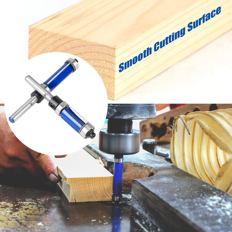 4Pcs Top and Bottom Bearing Flush Trim Router Bits Set 1/4 Inch Shank, Carbide Pattern Flush Trim Cut Router bit, 1/2 Inch Cutting Diameter, 3/4", 1", 1-1/4", 1-1/2" Inch Cutting Length 4Pcs Bits Set -1/4" Shank Top and Bottom Bearing Flush Trim Bits