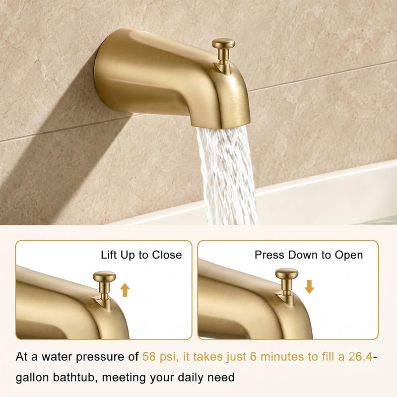 HUCKLE Gold Shower Faucet Set, Rain Shower Head, Bathtub Faucet, 8 Inch Brushed Gold