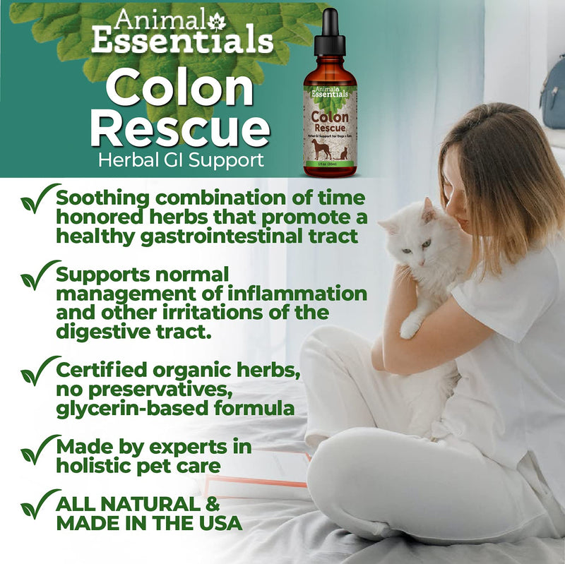 Animal Essentials Colon Rescue Herbal GI Support for Dogs & Cats (Various Sizes) - Made in USA Digestive Aid, Phytomucil Blend 1-Pack - PawsPlanet Australia
