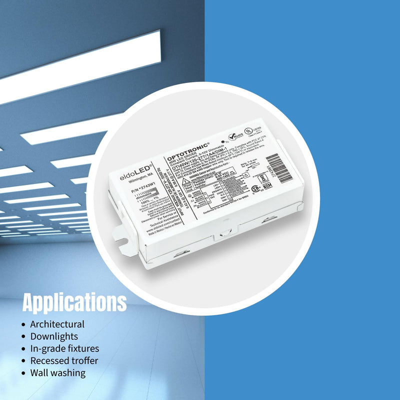 Osram 57351 Optotronic 40W 120/277V AC 50/60Hz Constant Current Dimmable Compact LED Driver OTi 40W/120-277/1A4 DIM-1