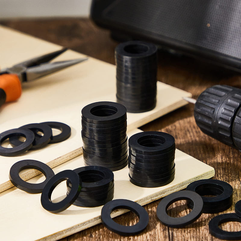 Pangda 200 Pack Thick Rubber Washers 1 1/4" OD x 3/4" ID x 1/8" Thickness Rubber Bushing Black Flat EPDM Spacer for Metal Water Hose Bolts Gaskets Mounting Machinery Industry Robotics Drones